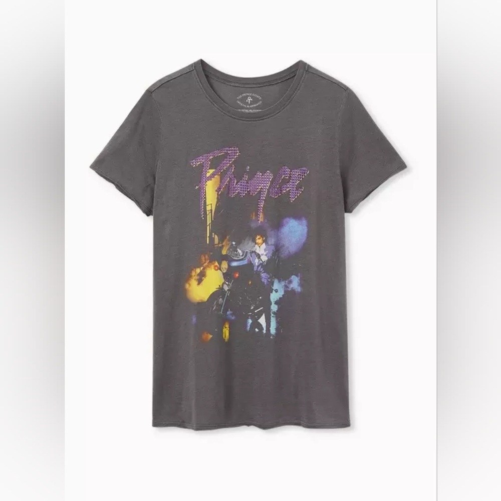 Torrid Gray Graphic Tee with Purple and Yellow Highlights